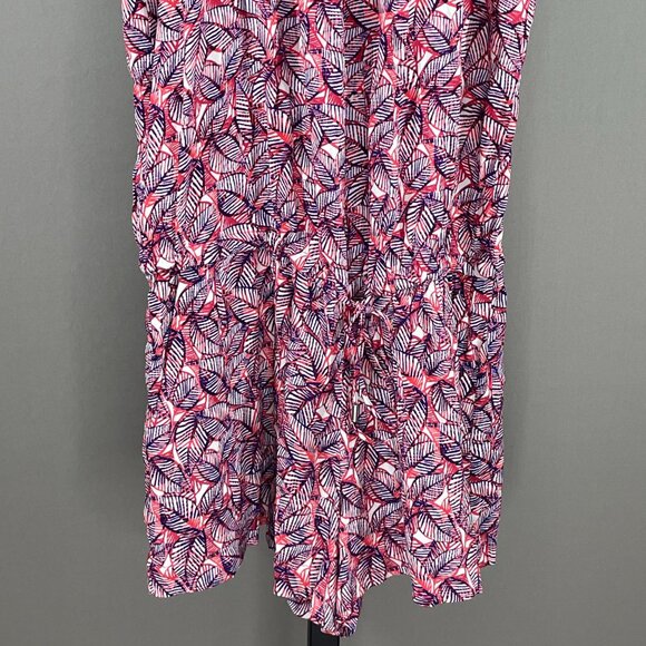 NEW Gap Romper Womens Medium pink purple floral preppy casual summer - Picture 3 of 9